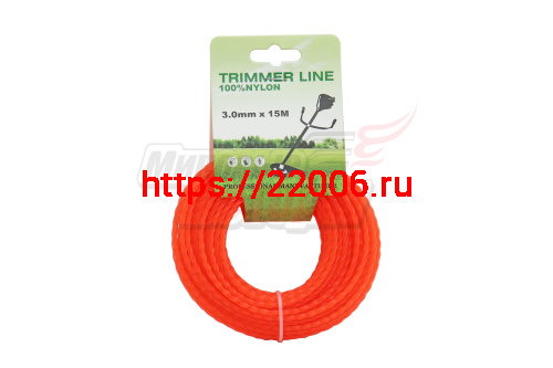Леска триммерная (3,0*15м) TRIMMER LINE с картонной этикеткой (квадрат витой)