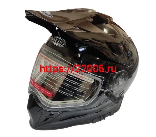 Шлем кроссовый со стеклом (туринг) СНЕГОХОДНЫЙ COBRA EC H331, черный, с ПОДОГРЕВОМ ВИЗОРА, размер S фото 2 Шлем кроссовый со стеклом (туринг) СНЕГОХОДНЫЙ COBRA EC H331, черный, с ПОДОГРЕВОМ ВИЗОРА, размер S фото 2