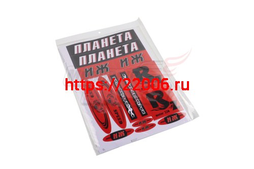 Наклейки красные: Планета, Иж, Racing Zone, Speed, Rz motor 350